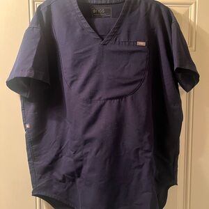 Figs Halle V-Neck Tunic Scrub Top, Kade Cargo Scrub Pant - NAVY